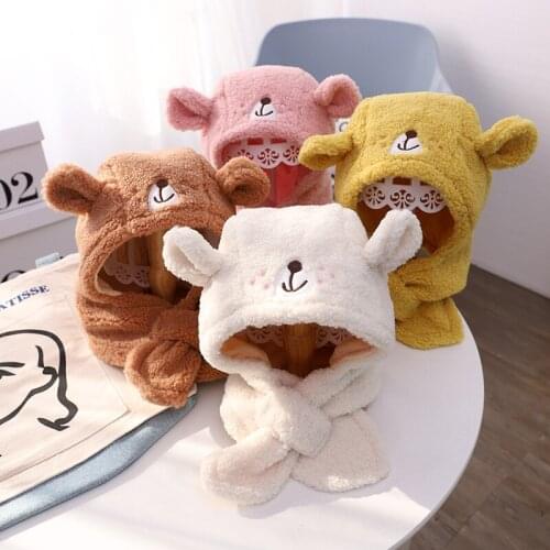 Winter Children Cute Plush Caps Hats Baby Scarf 2020 New Newborn Toddler Boys Girls Warm Thick Hat Fashion Scarf 0-4 Years