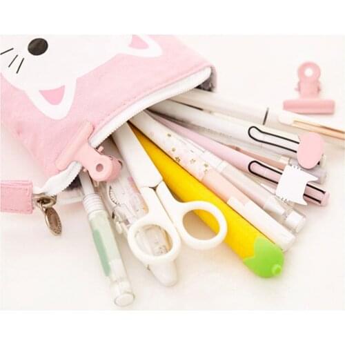 Transformer Stand Store Pencil Holder Canvas Telescopic Pencil Cases Cartoon Zipper Pencil Pouch Dual-Use Stand Pen Case