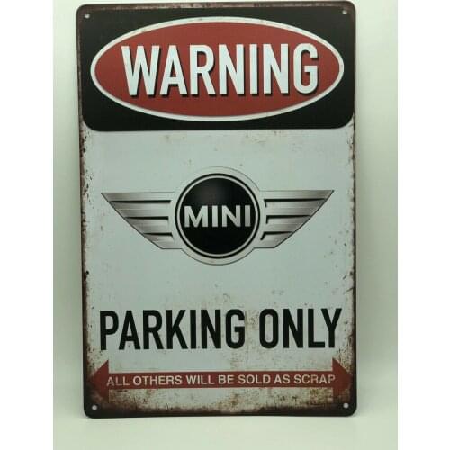 Mini Cooper Parking Only Vintage Tin Signs Iron Painting Wall Plate Garage Home Bar Pub Man Cave Decor