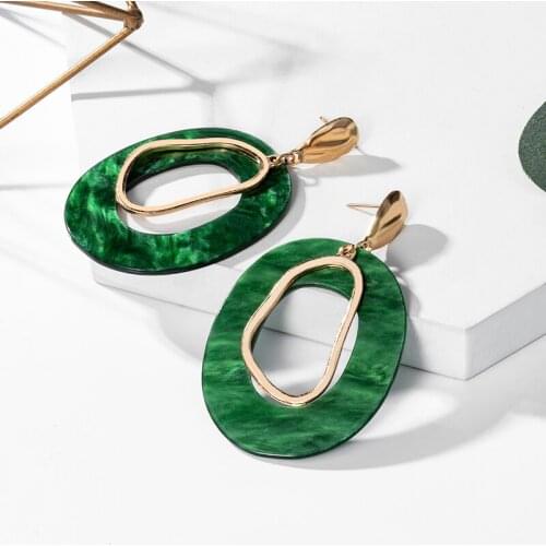 X&P Trendy Fashion Vintage Acrylic Oval Earrings For Women Wedding Geometric Resin Bohemian Big Dangle Drop Earring 2020 Jewelry