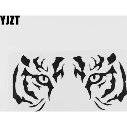 YJZT 18.7CMX9.6CM Animal Tiger Raptor Tribal Eyes Vinyl Car Sticker Black /Silver 13C-0191