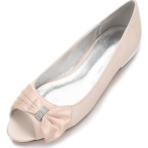 Creativesugar sweet open toe bowknot crystal brooch lady satin evening dress shoes low heels flats bridal wedding prom slip on