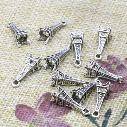 10PCS Popular Wholesale Paris'Tower Shaped Copper Lucky DIY Loose Finding Accessories 6x18mm Pendant Women Jewelry Making Design