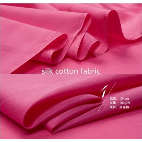 134cm*50cm pink Silk cotton fabric silk natural cotton real Mulberry silk fabric inner lining fabric ptchwork diy tissu sewing