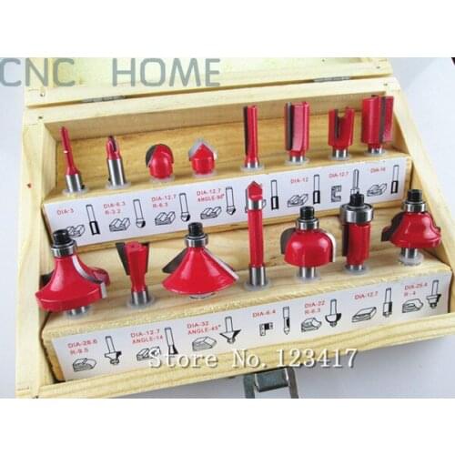 15pcs/set Round Over Router Bit Woodworking Drill Tool 1/4-Inch(6.35mm) Router Bits Set