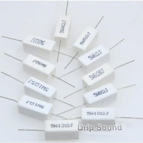 2pcs 4.7Ohm-12Ohm 5W Speaker Frequency Divider Audio Stereo Crossover Ceramic Resistance Cement Resistor