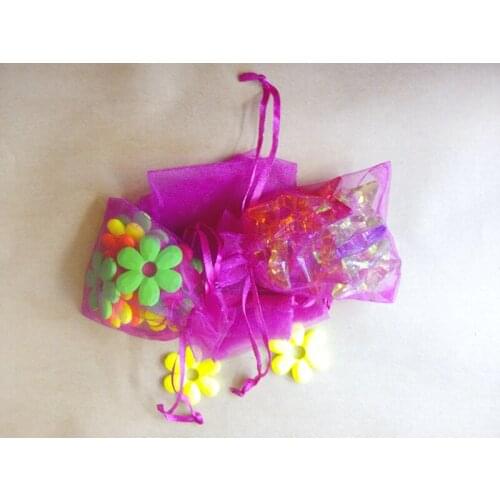 300pcs 7*9 Rose Red gift bags for jewelry/wedding/christmas Organza Bags with handles Package display drawstring Yarn bag