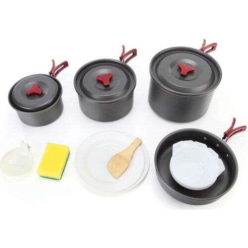 4-5 pepoles Camping Cookware travel Tableware outdoor cooking set Picnic set Backpacking Bowl Pot Pan utenils cutlery