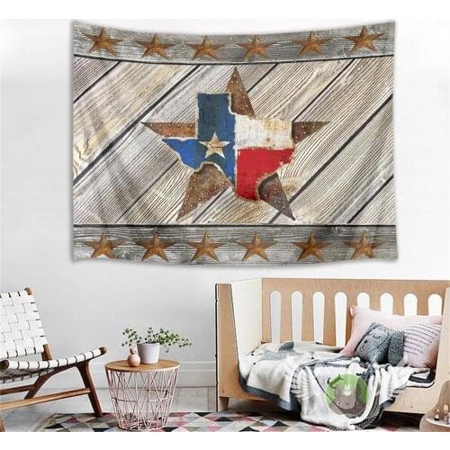 America West Texas Star Tapestry Vintage Wooden Board Wall Hanging Tapestry Home Decor Polyester Bedspread Yoga Mat Blanket