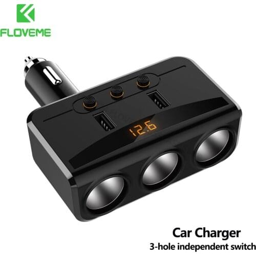 FLOVEME USB Car Charger 3 Ports Car Lighter Slot Adapter 10W Quick 5A Car USB Charger Mobile Phone Charger For iPhone Samsung