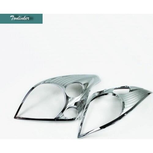 Tonlinker 2 PCS DIY Car styling ABS Chrome Front headlight frame Cover Case Stickers for Toyota Prado 2003-09 Parts Accessories