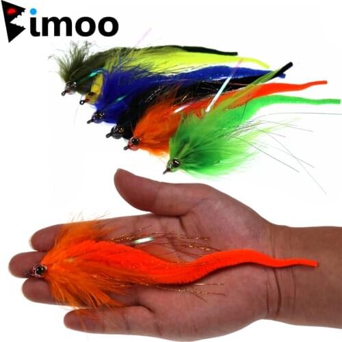 Bimoo 1PC Dragon Tails Pike Streamers Bass Pike Muskie Fishing Lure Fly Saltwater Baitfish Big Fishing Dragontail Flies