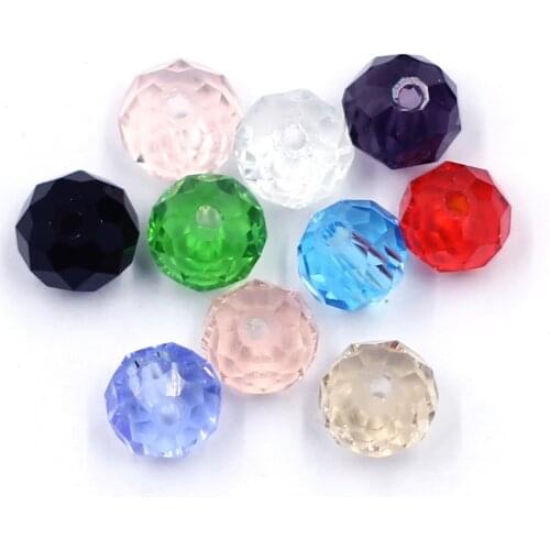 50Pcs Spacer Beads Czech Glass Loose Rondelle Crystal Faceted Colorful For Jewelry Making DIY Finding Charm 8x7mm