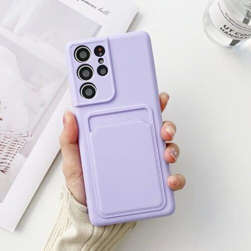 Candy Color Card Bag Phone Case For Samsung Galaxy A52 A72 A42 A32 5G S21 Ultra S20 S20FE Note 20 Full Lens Protection Soft Capa