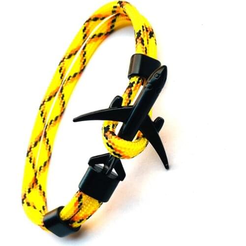 Black Airplane-Anchor Bracelet Survival Bracelet Handmade Braided Rope Couple Bracelets For Men Women