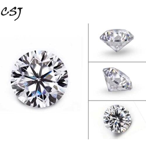 CSJ Round Brilliant Cut Moissanite 0.5 Carat 5mm D Color Moissanite Loose Gemstone Syn. Diamonds Stone High Quality