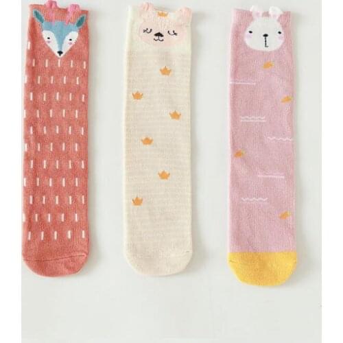 Cartoon Fox/bear/linon Pattern Kids Socks Baby Boy and Girl Knee High Tube Sock Cute Toddler Baby Leg Warmers Children Socks