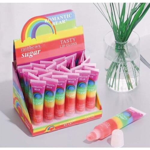 Rainbow Lip gloss Moisture Nourish Long Lasting Sugar Tasty Temperature Changed Color Fruit Lip Balm Protect Lip Care