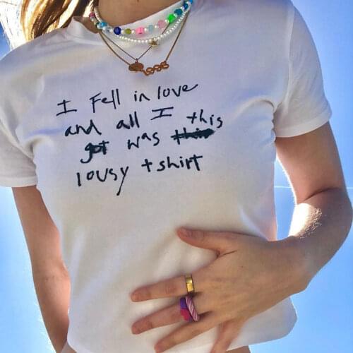 Women Letter Print T-Shirt Summer Fashion Casual Cute Short Sleeve Crew Neck Slim Fitted Crop Tops White Pullover Tunic Fashion