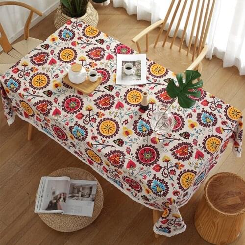 Printed Sun Lace Tablecloth Dining Table Heat Insulation Dustproof Cloth Coffee Table Decoration Table Cloth Rectangle Manteles