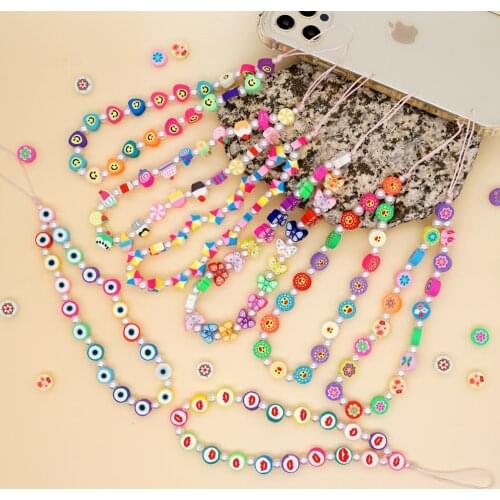 Soft Ceramic Imitation Pearl Mobile Phone Chain Ins Bohemia Summer Travel Holiday Small Jewelry Anti-lost Mobile Phone Strap 1pc