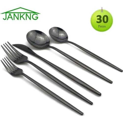 30Pcs Tableware Set Knife Fork Spoon Dinner Set 18/10 Stainless Steel Cutlery Set Colorful Silverware Kitchen Dinnerware Set