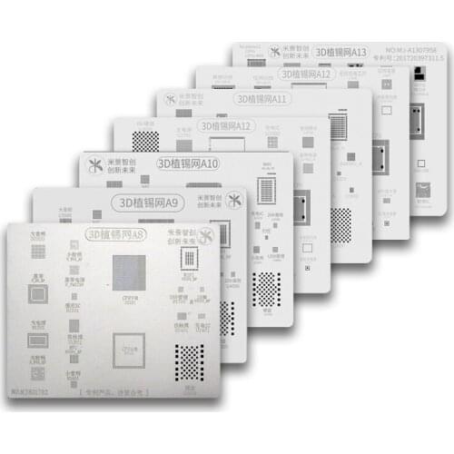 3D IC Chip BGA Reballing Stencil Kits Set A8 A9 A10 A11 A12 stencil tin plate hand tools for iPhone 6 7G 8G 8P XR XS MAX series