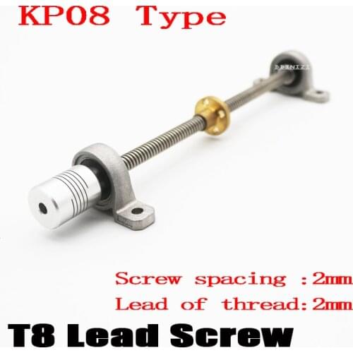 3D Printer CNC T8-300mm Lead Screw Set KP08 Shaft Coupling Thread 8mm T8 Lead1mm Length100mm200mm350mm450mm500mm650mm THSL Rod