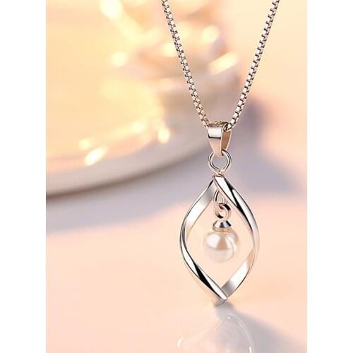 New Pearl Drop Jewelry for Women Exquisite Silver Plated Twisted Necklace Pendant Without Chain Hollow Polish s Accessories