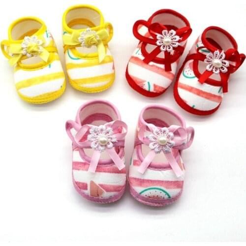 Baby Girl First Walker Shoes Cotton Cartoon Watermelon Pattern Anti-Slip Shoes Casual Toddler Soft Soled First Walkers Shoes