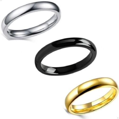 Wholesale 100pcs Gold Black Silver Colors 4mm/6mm Stainless Steel Wedding Bands Jewelry Rings Size 6-12