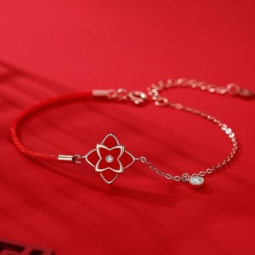 Original new temperature-sensitive four-leaf clover bracelet sterling silver hand rope retro national flush rope jewelry