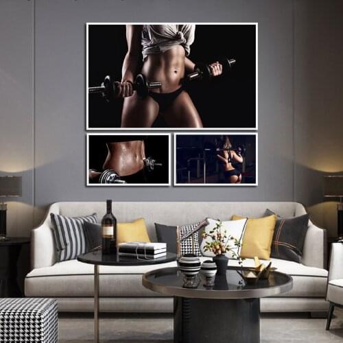 Sexy Fitness Woman Poster Nordic Wall Art Canvas Painting Modular Pictures for Interior Living Room Gym Decoration Frameless