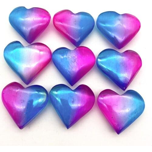 Drop Shipping 1PC Electroplate Aura Natural Selenite Loving Heart Mineral Quartz Raw Gypsum Healing Natural Stones and Crystals