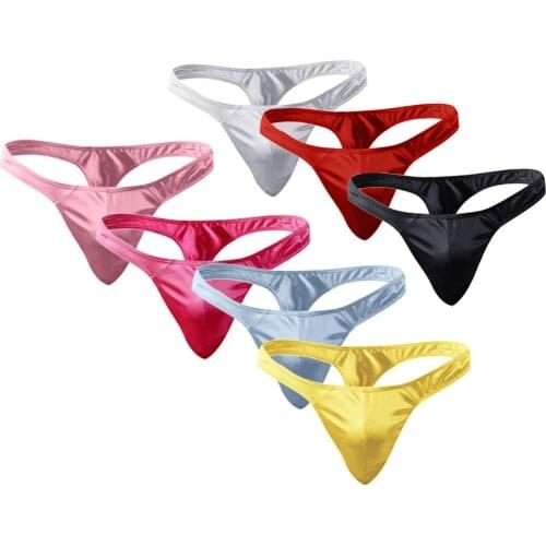 Sexy Underwear Men Penis Male Panties G-string Satin Bikini Briefs Shinny Bulge Pouch Low Waist Gay Underwear Panties Tanga Homb