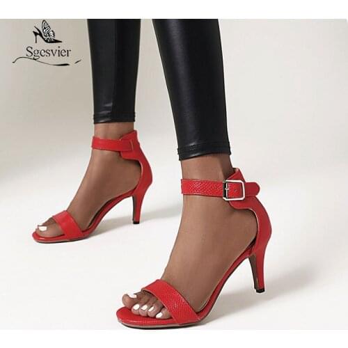 Sgesvier Women Sandals Open Toe Summer Shoes High Heels Sandals Female Plus Size 43 Thin Heel Shoes Woman 2020 Sandalias Mujer