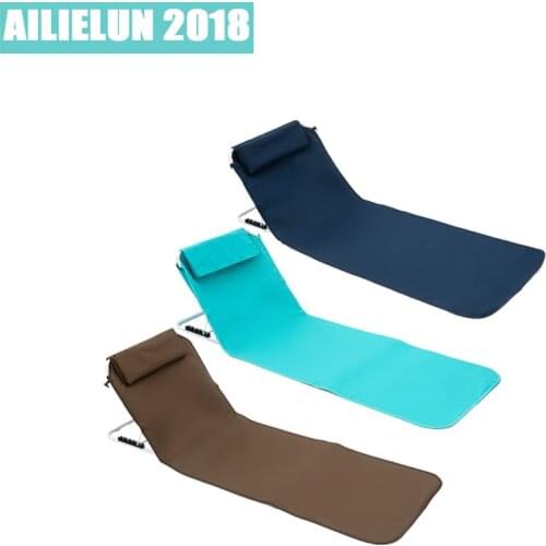 Folding Beach Mat Recliner with Backrest Lightweight Outdoor Camp Picnic Padded Sun Lounger Portable Foldable Stretcher Sunbed