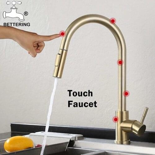 Faucet Gourmet Kitchen Pull Out Black Sensor Kitchen Faucet Smart Faucet Touch Control Sink Taps Gold Faucets Stream Deck