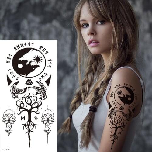 Yin yang tattoo tribal mandala temporary tattoo sexy arab mehndi stickers black henna tattoos lace sticker indian tatoo fake