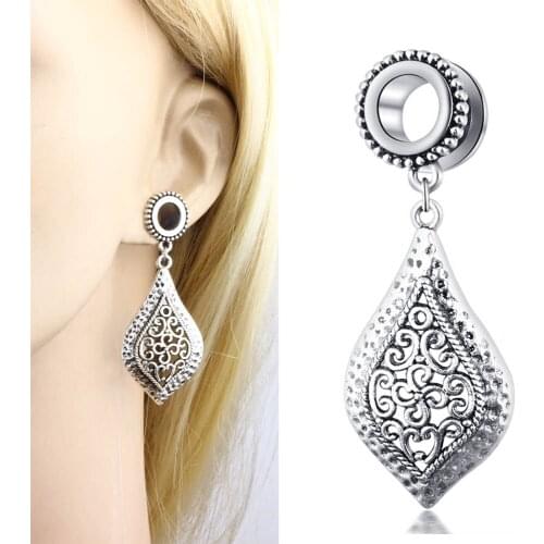 TIANCIFBYJS Dangle Ear Plugs Tunnels Gauges Stainless Steel Flesh Stretcher Expander Piercing Jewelry for Women Men 70pcs 6-18mm