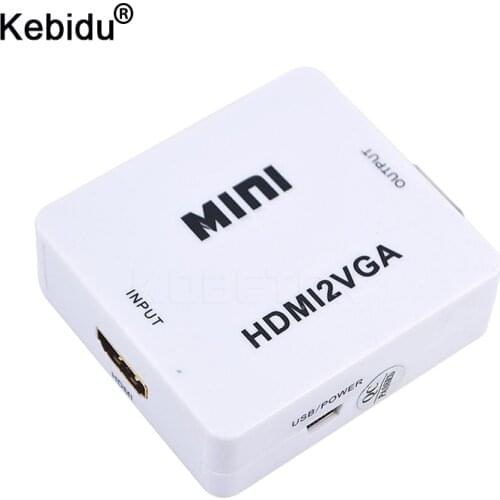 Kebidu Video Converter HD 1080P Mini adpater 3.5mm Jack Audio Output HDMI-compatible to VGA Adapter Connector For Laptop to HDTV