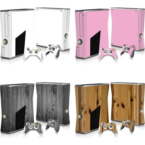 Wood and pure color design Vinyl Sticker For Xbox 360 Slim Console+2 Controller Skins For Microsft xbox 360 slim sticker