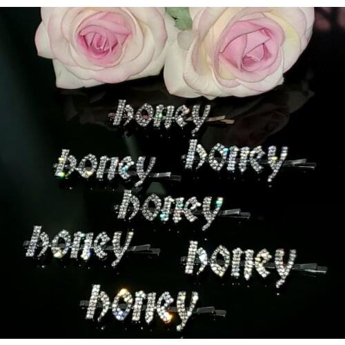 2020 New Arrival Gothic Letters Hairclip "Honey" Word Hair Clip Hairpins Hairgrips Luxury Hair Jewelry Gift WHOLESALE