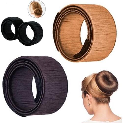 Hair Styling Clip Magic Bun Maker Donut Hair Style Tools for Women Girls Hair Pin Accessories Brown Black
