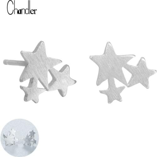 Chandler Geometric Triple Star Stud Earrings for Women Party Gifts Wholesale silver color Homme Jewelry Drop Shipping