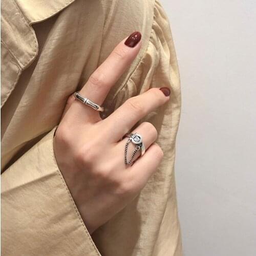 Ins Retro Belt Chain Index Finger Opening Rings For Women Fine Jewelry Birthday Party Gift SAR461