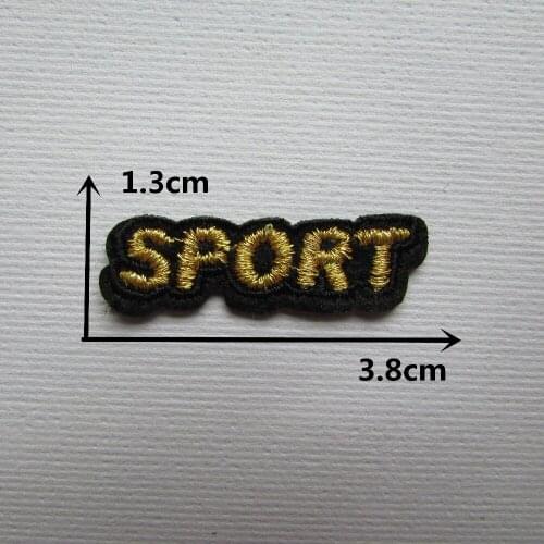 A golden sport letter phrase patch Hot melt adhesive clothing patches stripes applique embroidery blossom DIY accessories 1pcs