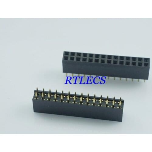 100 pcs 2.54 mm 0.100" Pitch 2x14 28 Pin Dual Row PCB Female Header Through Hole Straight DIP
