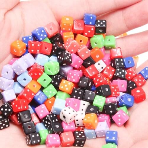 200Pcs Mixed Acrylic Dice Spacer Beads 6x6mm