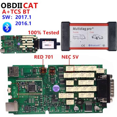 Newest 2017.3 + keygen Bluetooth Green Single Board tcs obd2 scanner OBDIICAT-TCS diagnostic tool Code Reader Multidiag